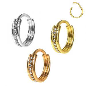 316L Surgical Steel Center Jeweled Hinged Clicker