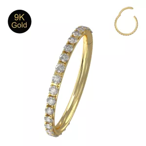 9K Gold Hinged Continuous CZ Segment Clicker - High quality Global Wholesale body jewelry piercing supplier