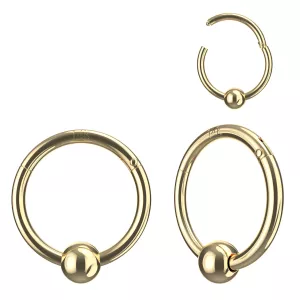 14K Hinged Segment Clicker Ring with Bead Ball