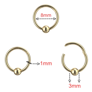 14K Hinged Segment Clicker Ring with Bead Ball