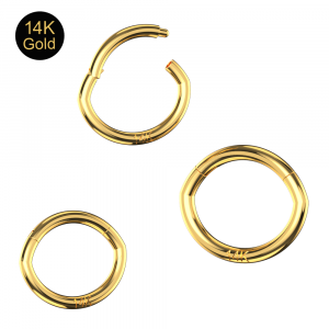 14K Gold Oval Shape Classic Hinged Segment Clicker Ring