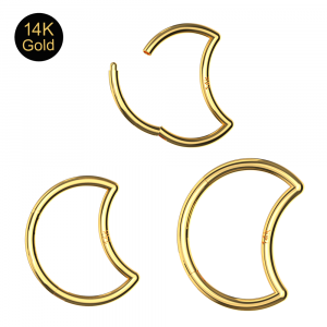 14K Gold crescent moon Hinged Segment Clicker Ring