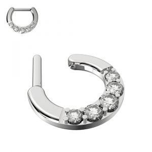 Five Pronged Clear CZs Septum Clicker Ring
