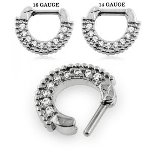 Multi Sparkling Round Cubic Zirconia Septum Clicker Piercing