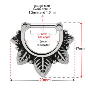 Multiple Leafs Nose Septum Clicker Piercing