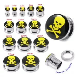 Bone And Skull Logo With SS Screw Fit Ear Tunnel
