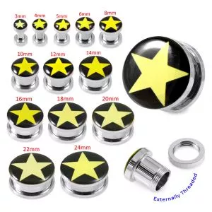 Classic White Star Logo SS Screw Fit Ear Tunnel