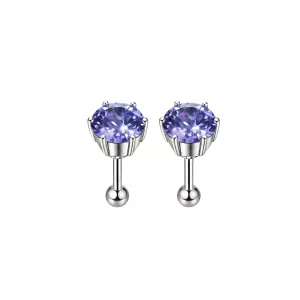 925 Sterling Silver round CZ Cartilage Tragus Piercing Ear Stud Jewelry
