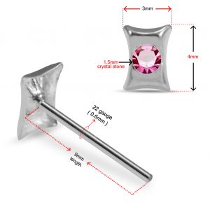 Impressions 925 Sterling Silver Embossed Rectangle Nose Stud