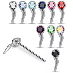 925 Silver Jeweled Head Sperm Straight End Nose Stud
