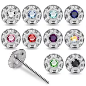 925 Silver Jeweled Shield Straight End Nose Stud