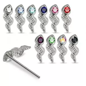 925 Silver Jeweled Snake Straight End Nose Stud