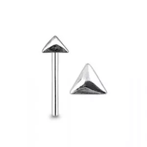 925 Silver Triangle Pyramid Straight End Nose Stud