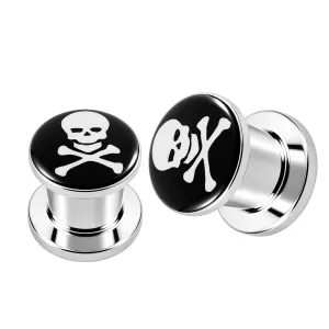 SS Internal Screw Fit Skull Logo Ear Tunnel