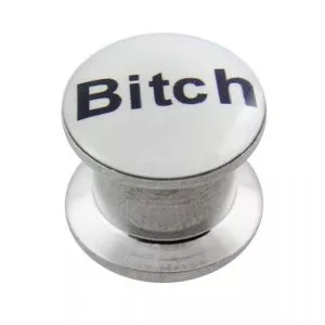 SS Internal Screw Fit With Bitch Logo Ear Tunnel