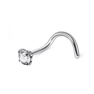 18G 3mm Round CZ Jeweled Surgical steel Nose screw Ring