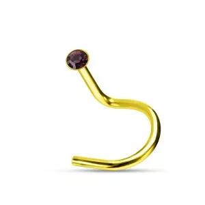 Gold PVD Anodized Jeweled 20G Nose Screw