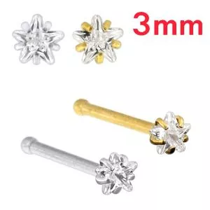 20G Surgical Steel Star CZ Stone Nose Bone Stud