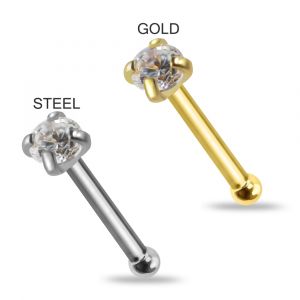 Gold PVD Anodized Jeweled 20G Nose Screw