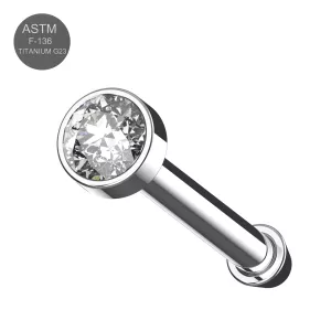 G23 Grade Titanium CZ Jeweled in Bezel Setting Nose Bone