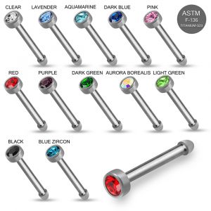 G23 Grade Titanium CZ Jeweled in Bezel Setting Nose Bone