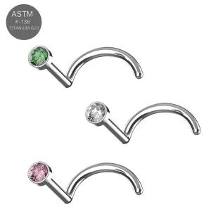 G23 Grade Titanium CZ Jeweled in Bezel Setting Nose Screw