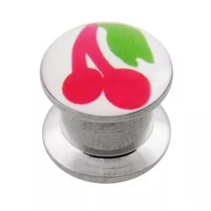 SS Internal Screw Fit With Cherry Logo Ear Tunnel