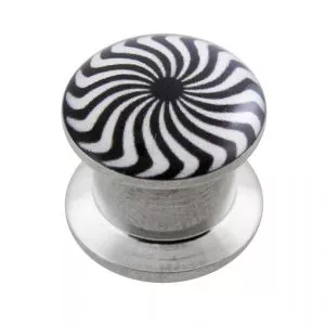 SS Internal Screw Fit With Eye Swril Logo Ear Tunnel