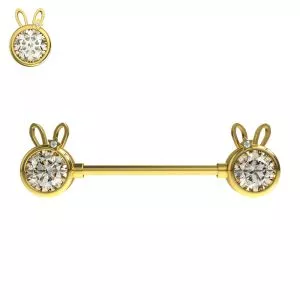 316L Surgical steel Hello Kitty With Tiny Star jeweled Bow Nipple Bar Piercing