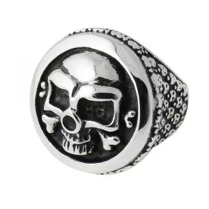 Stainless Steel Skeleton Shield Finger Ring