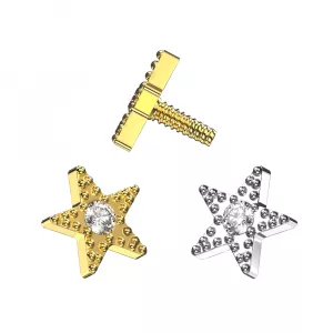 316L Surgical Steel Star Internally Threaded Top with Clear CZ | 0.9mm