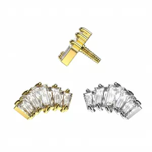 316L Surgical Steel 5-Crystal Baguette Fan Internally Threaded Top