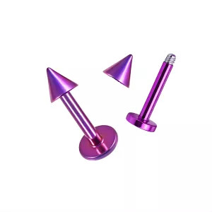Purple Anodized Labret Piercing with Cone