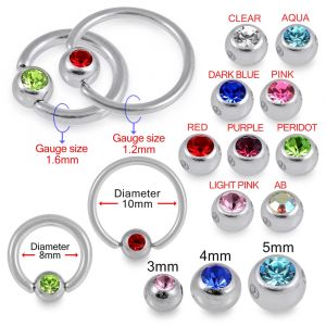 G23 Grade Titanium Jeweled BCR  ring