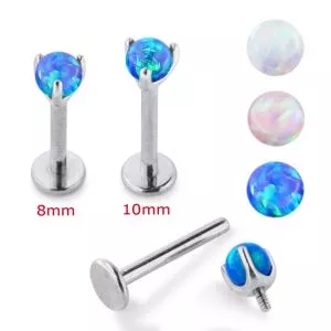 G23 Grade Titanium Internal thread Labret with Opal Top
