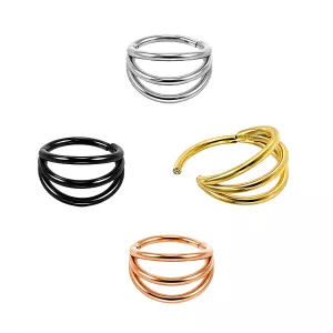 Triple Stack 316L Surgical Steel Hinged Segment Clicker Ring