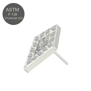 G23 Grade Titanium Micro Setting CZ Jeweled Kite Design Threadless Pin Top
