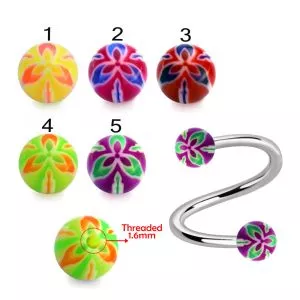 316L Surgical Steel Eyebrow Twisted Barbell With UV Acrylic Colorful Fancy Balls