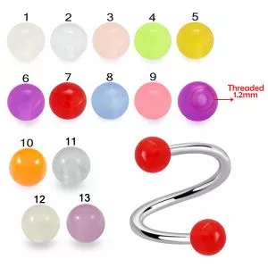 Twisted-Spiral Barbells with Pink Glow Balls 
