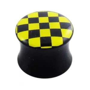 Double Flared Yellow Checker Logo Ear Plug