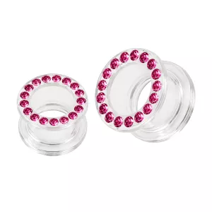 UV Transparant Multi Stone Ear Flesh Tunnel with Screw