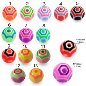 Assorted Color Lip Labret with 3MM UV Acrylic Marble Ball