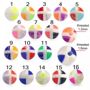 Fancy Glitter UV Multi Colorful Design Body Piercing Balls