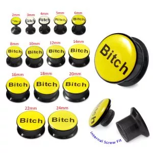 Black UV Internal Bitch Logo With Screw Fit Ear Tunnel