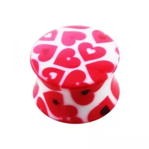 UV Double Flared Pink Heart Ear Plug