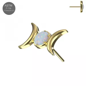G23 Titanium Crescent Moon Opal Threadless Pin Top