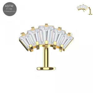 Implant Grade Titanium Crown Shape CZ Threadless floating belly button ring