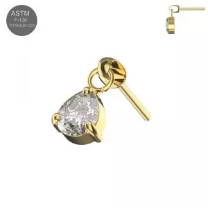 G23 Titanium Dangling Pear Drop Threadless Pin Top