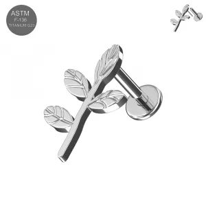 Implant Grade Titanium leaf design Threadless Pin Tragus Top with Labret
