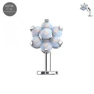 Implant Grade Titanium Flower opal Threadless floating belly button ring
